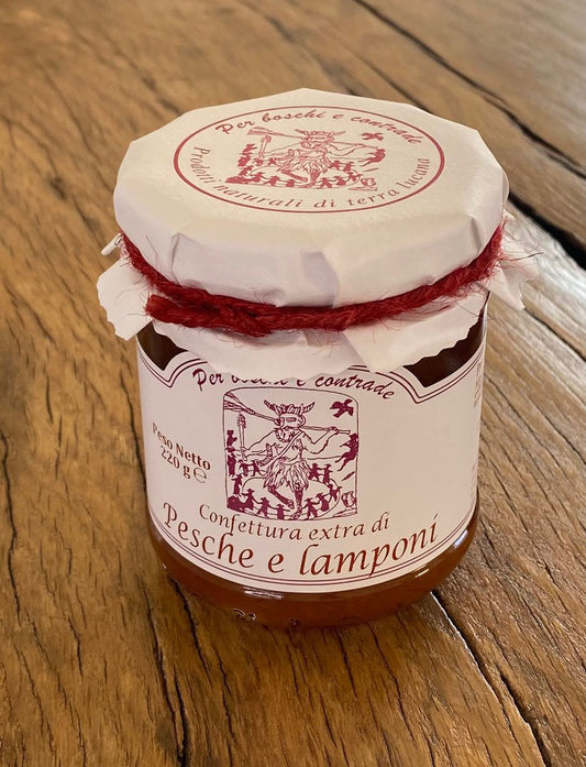Confettura extra di pesche e lamponi