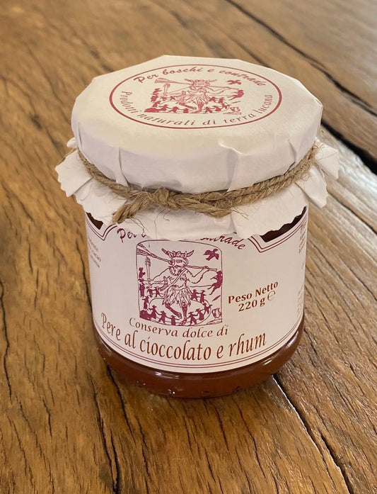 Pere al cioccolato fondente e rhum